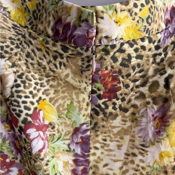 Y2K Joseph Ribkoff Leopard & Floral Tiered Skirt in Yellow - Picture 3 of 5
